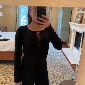 Free People long-sleeve with lace-up front detailing